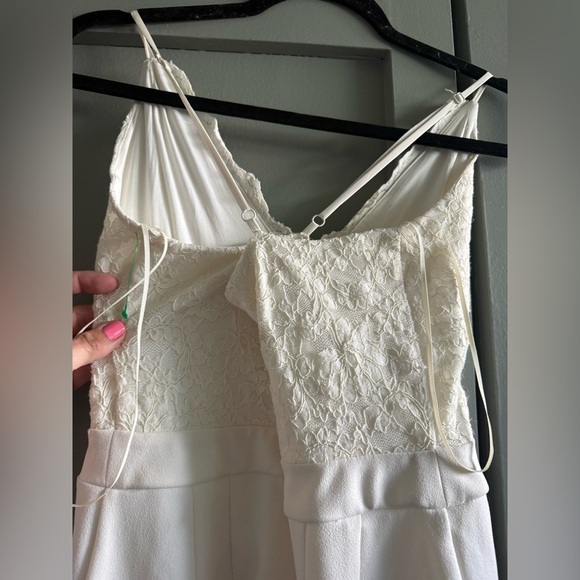Express Bridal White Lace Embellished Jumpsuit Wedding Size S  Crossed Straps - Picture 6 of 8